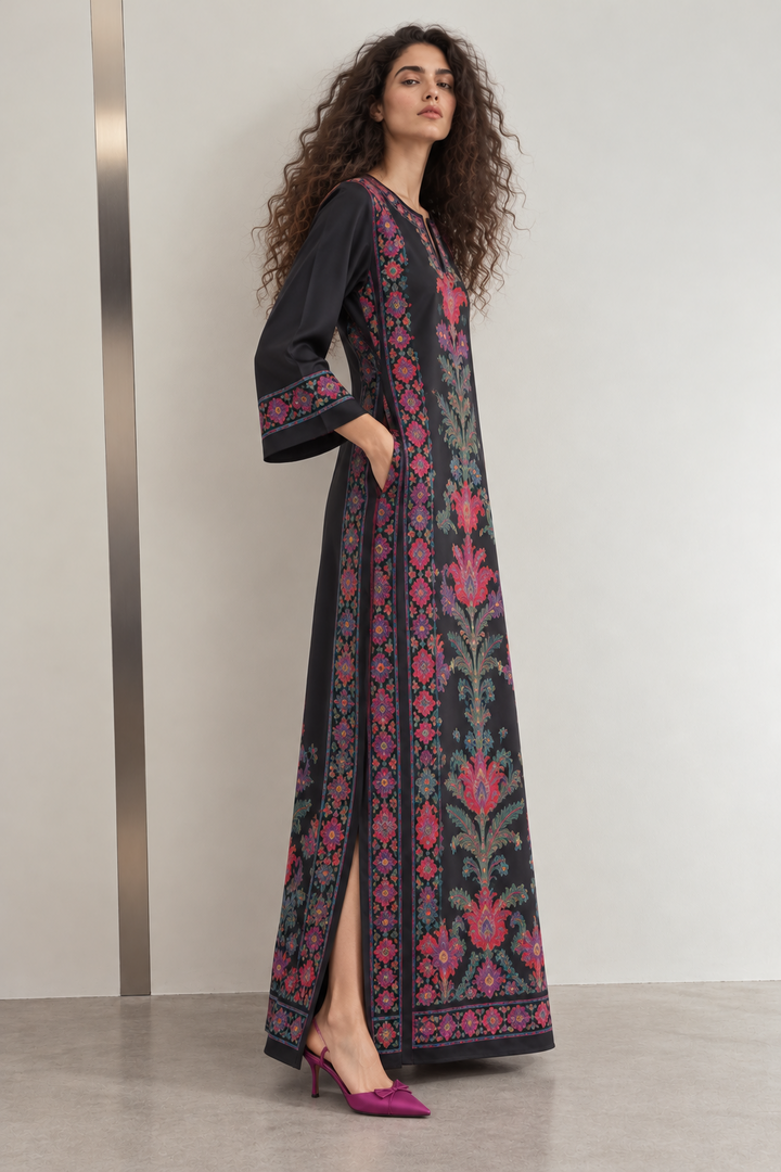 Midnight Bloom printed kaftan side view