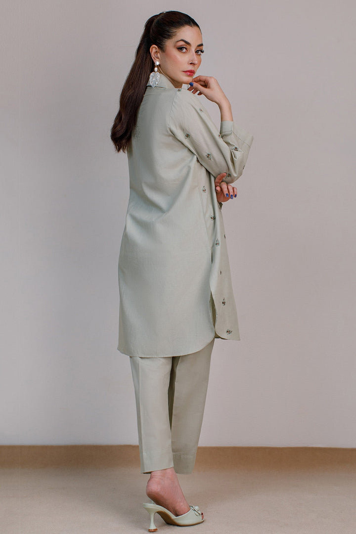 Mint Embroidered Suit - 03 - Peach Republic