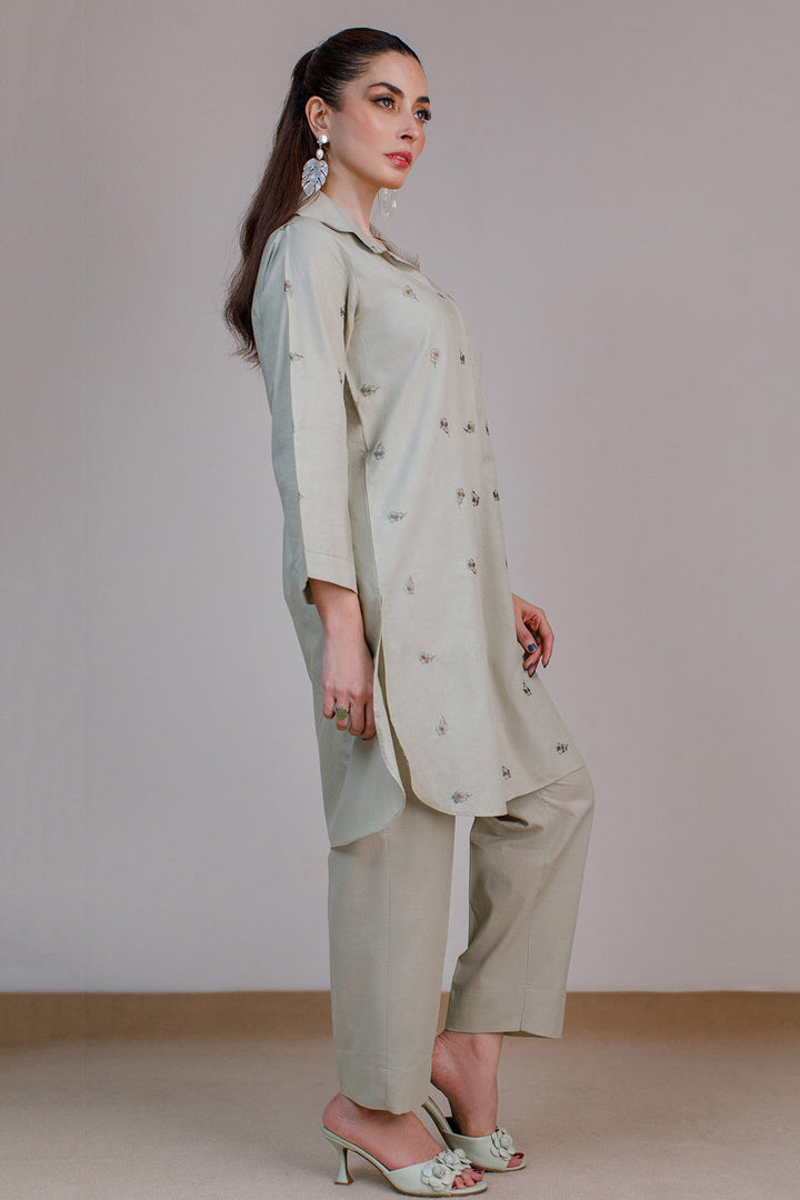Mint Embroidered Suit - 03 - Peach Republic