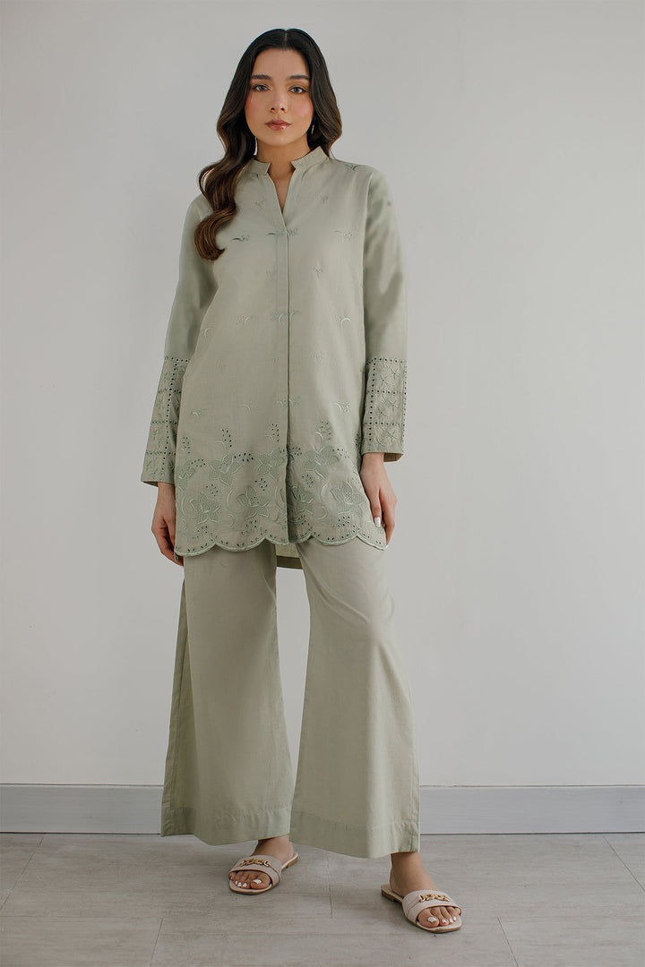 Mint Green Schiffli Co Ord Set - Peach Republic