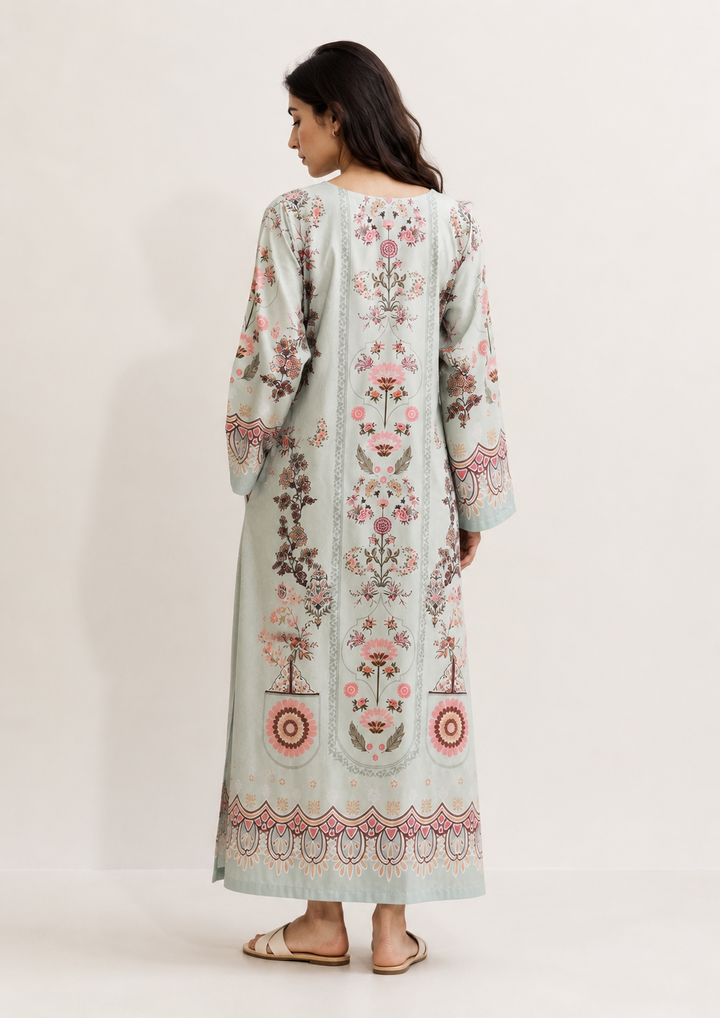 Mint Rosette Kaftan - Back view