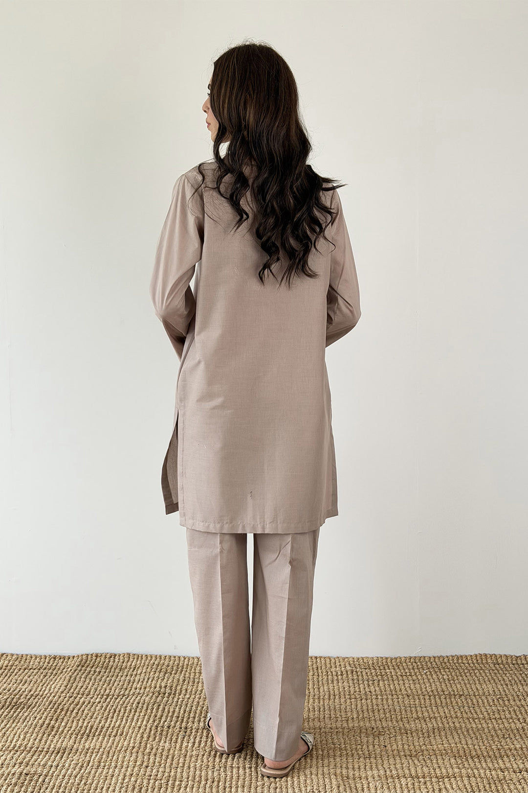 Taupe Embroidered 2-Piece Set
