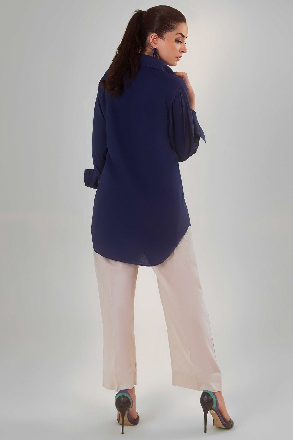 Navy Blue Cambric Top - Peach Republic