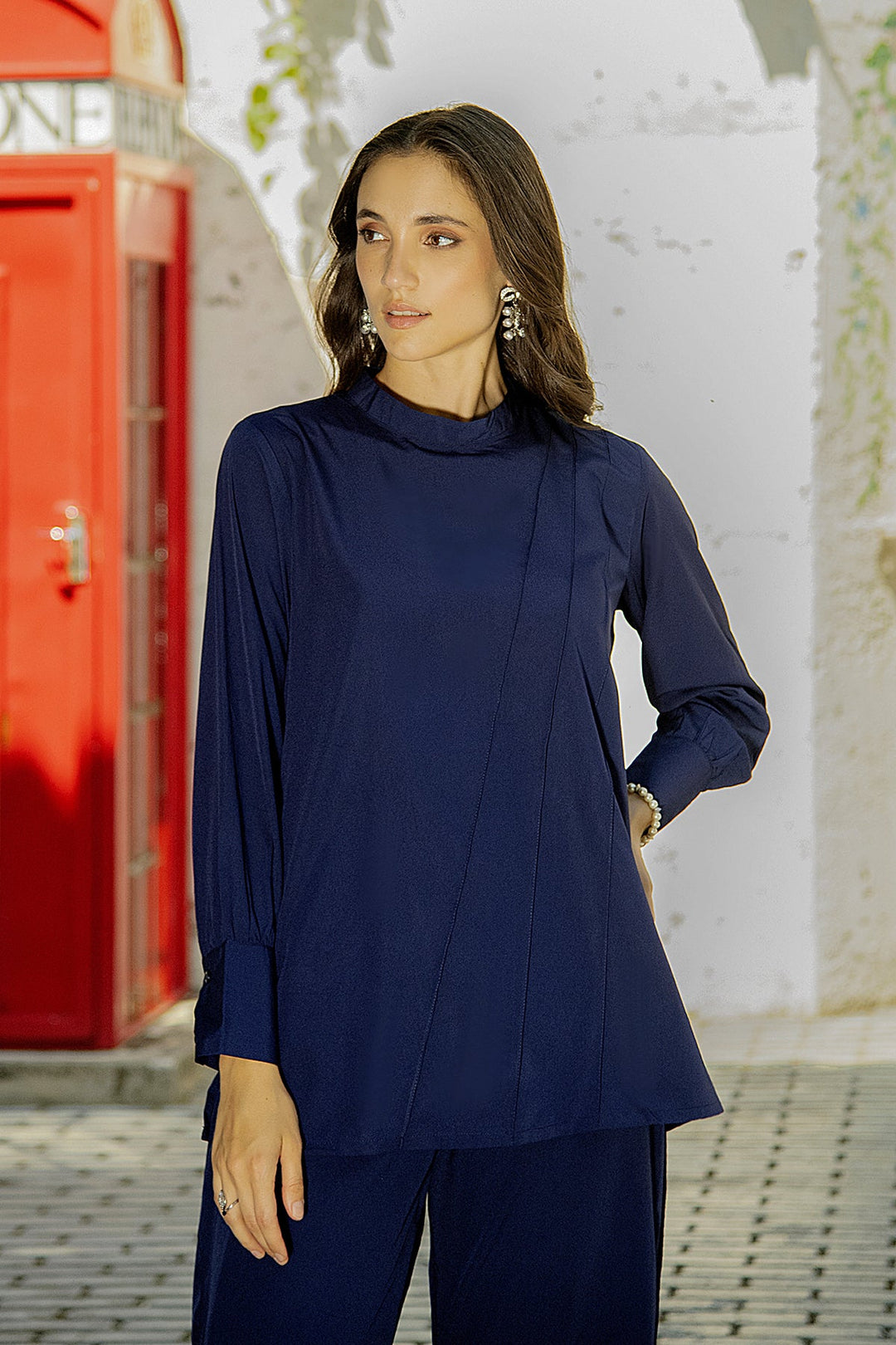 Navy Blue Co Ord Set - 01 - Peach Republic