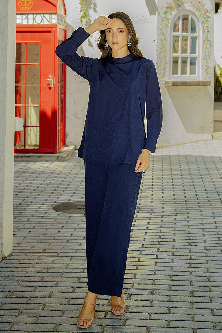 Navy Blue Co Ord Set - 01 - Peach Republic