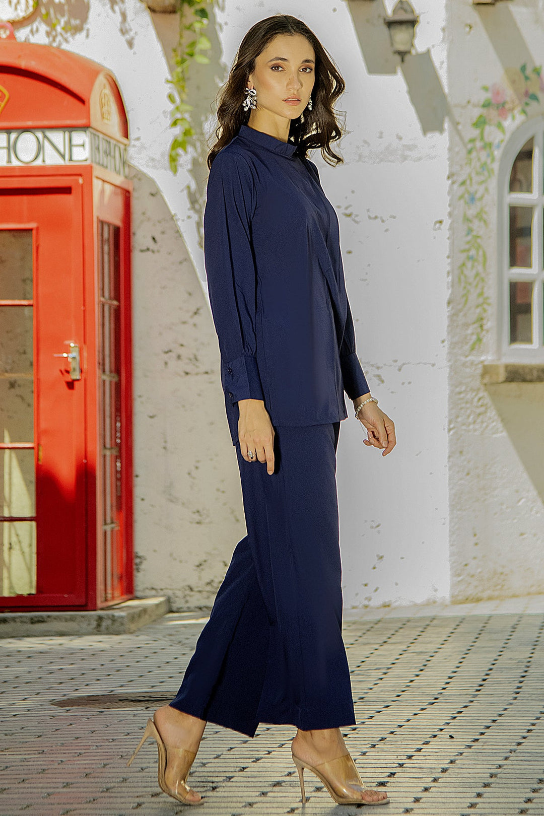 Navy Blue Co Ord Set - 01 - Peach Republic