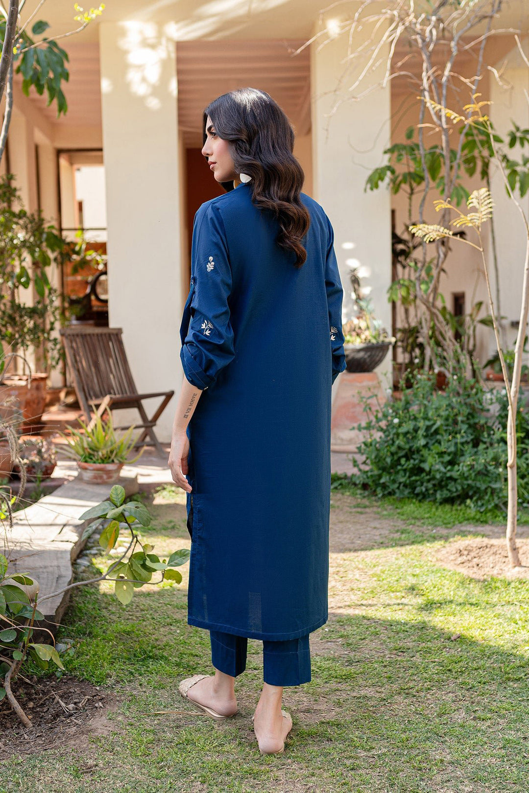 Navy Blue Embroidered Dress