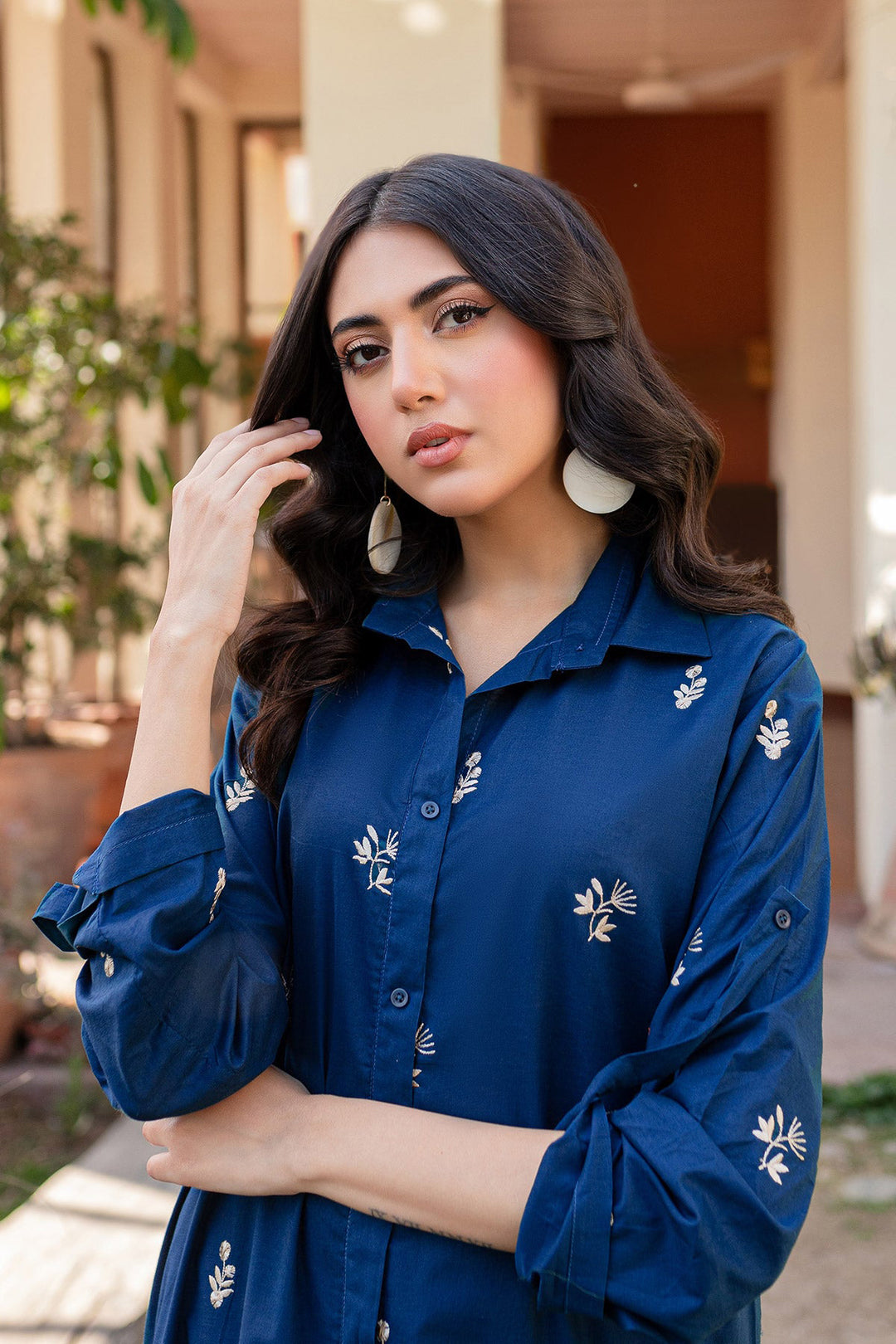 Navy Blue Embroidered Dress