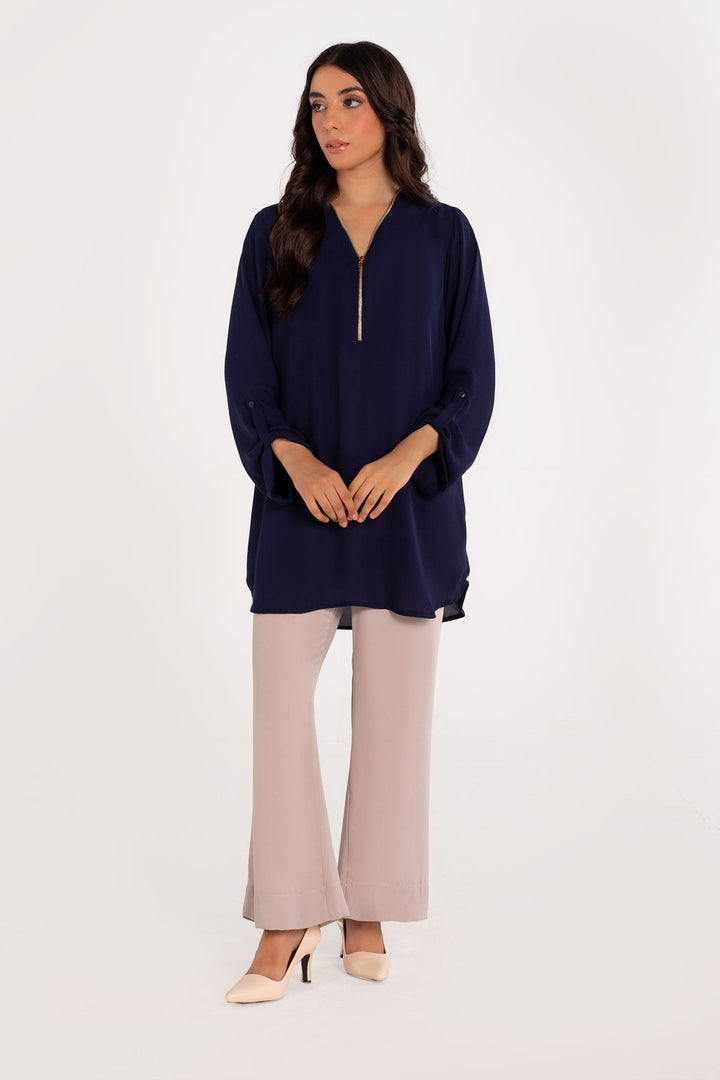 Navy Blue Zipper Top