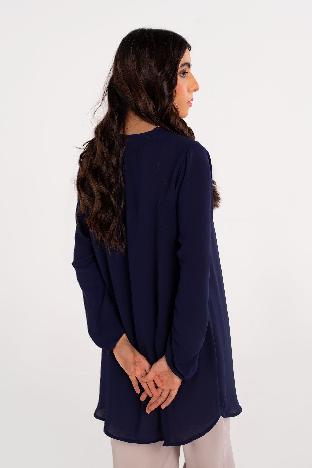 Navy Blue Zipper Top - Peach Republic