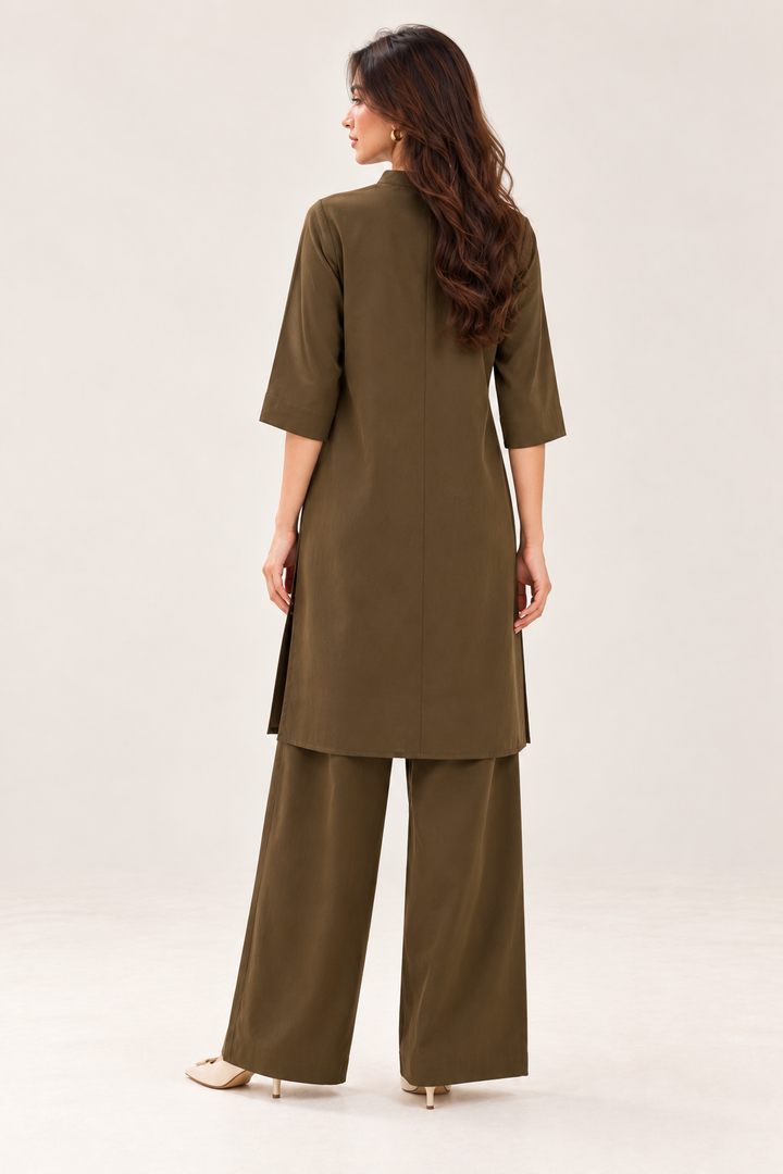 Olive brown co-ord set back view