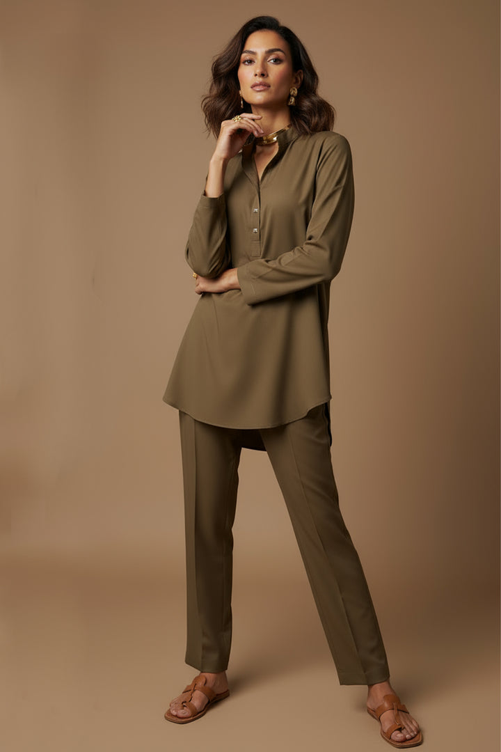 Olive Brown Studded Co ord Set