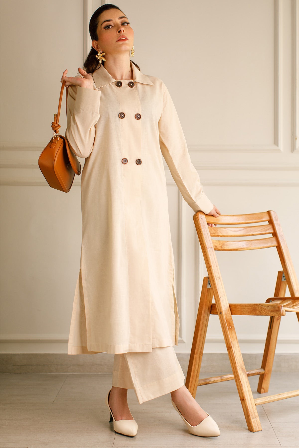 Pastel Beige Cambric Dress - Peach Republic