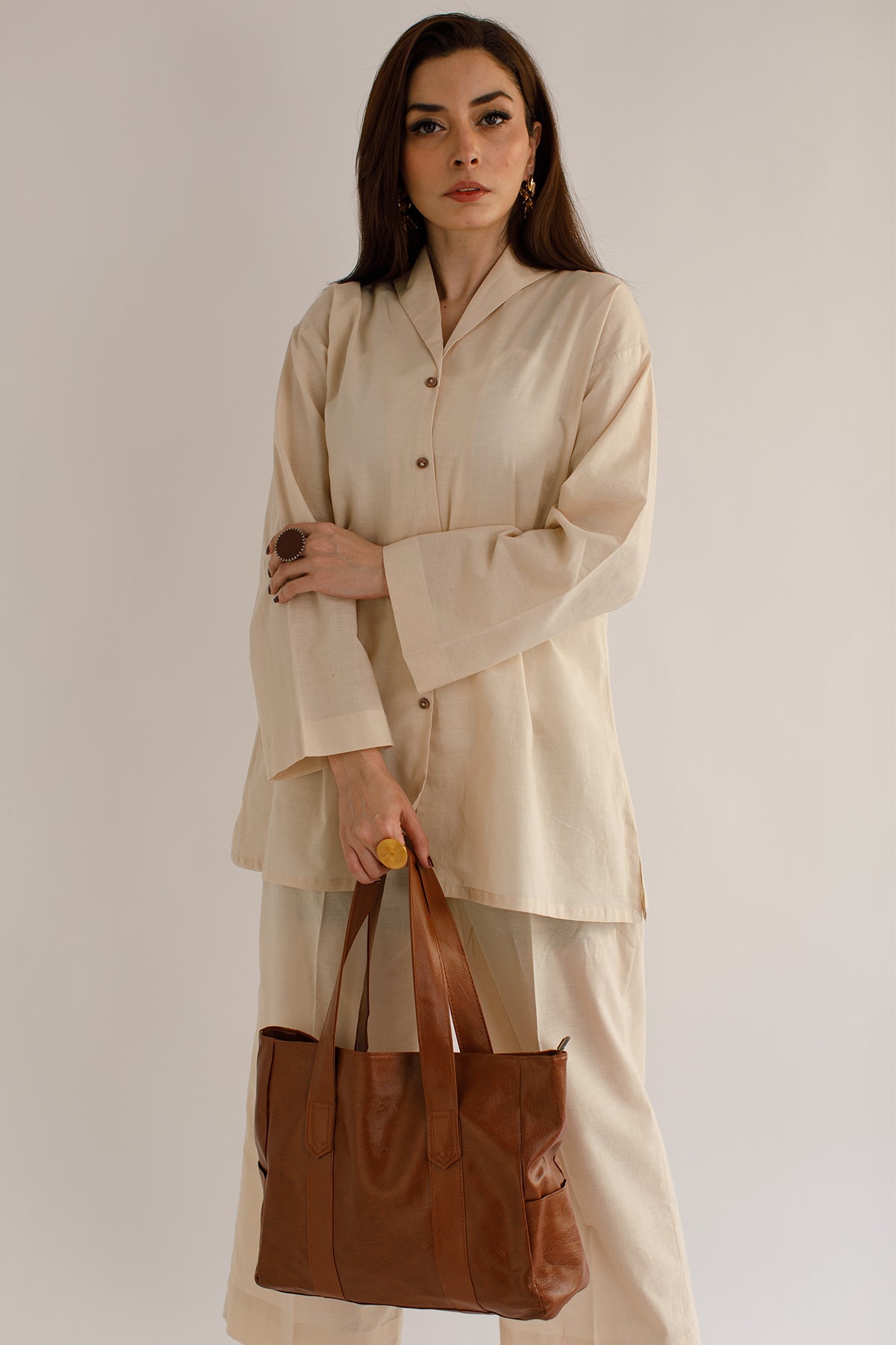 Pastel Beige Cambric Tunic - Peach Republic