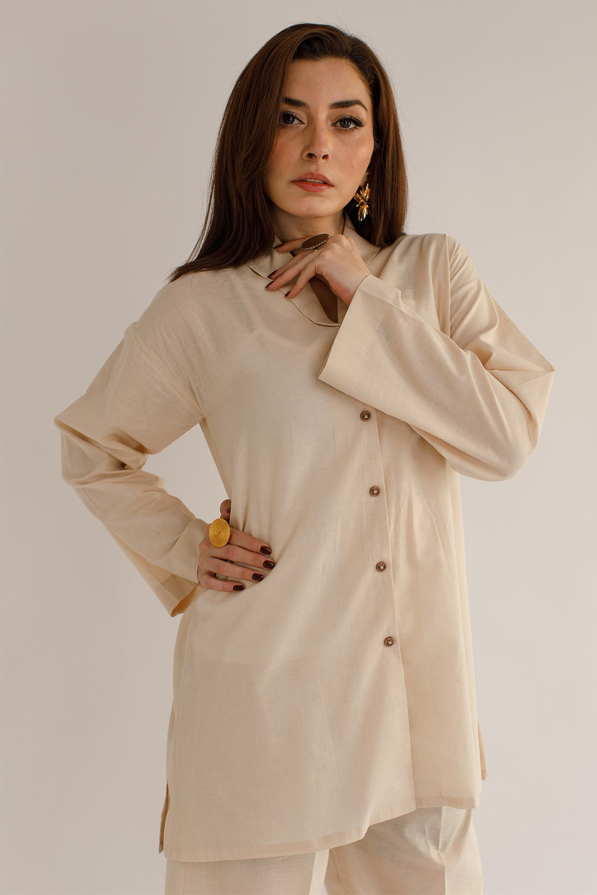 Pastel Beige Cambric Tunic - Peach Republic