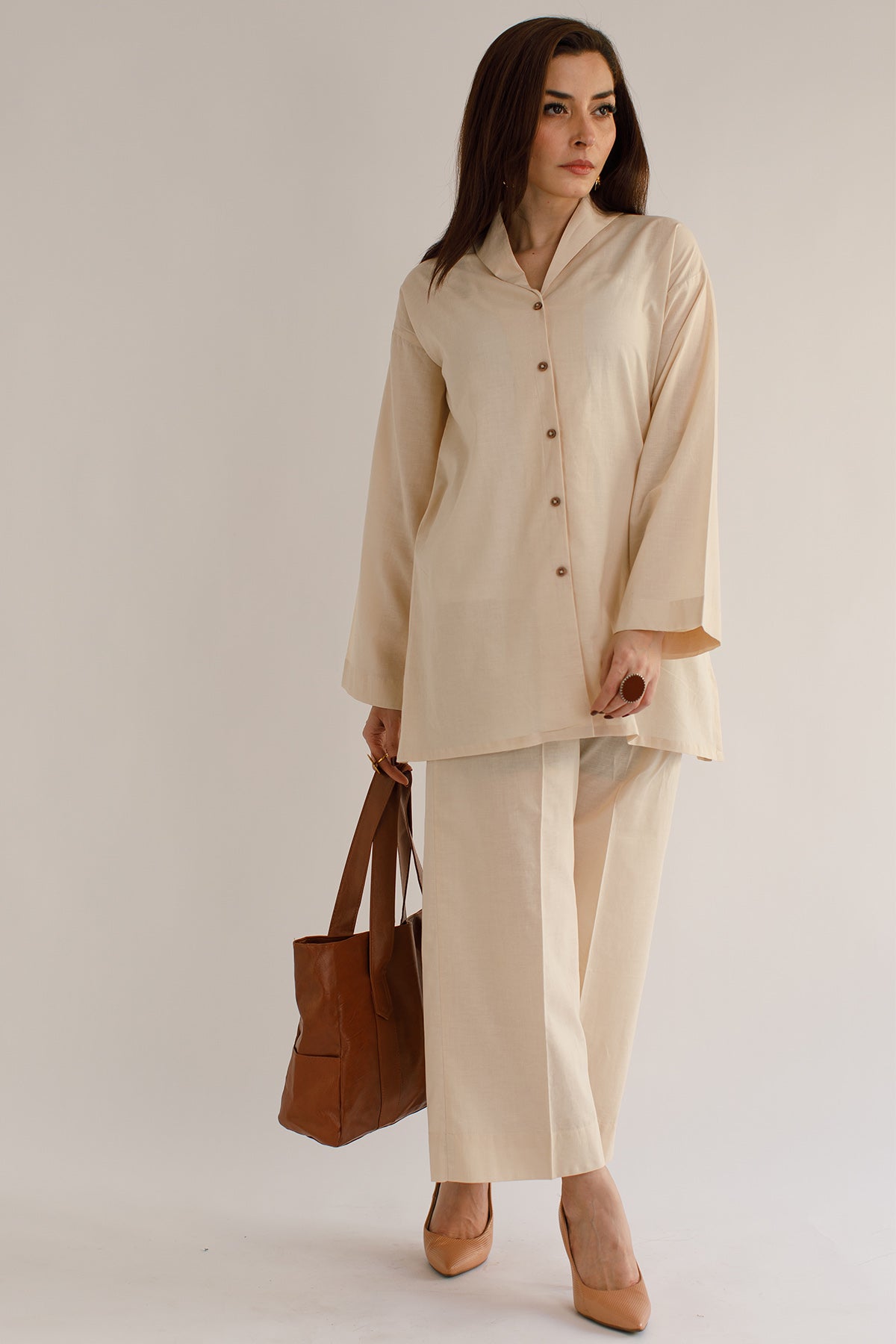 Pastel Beige Cambric Tunic - Peach Republic