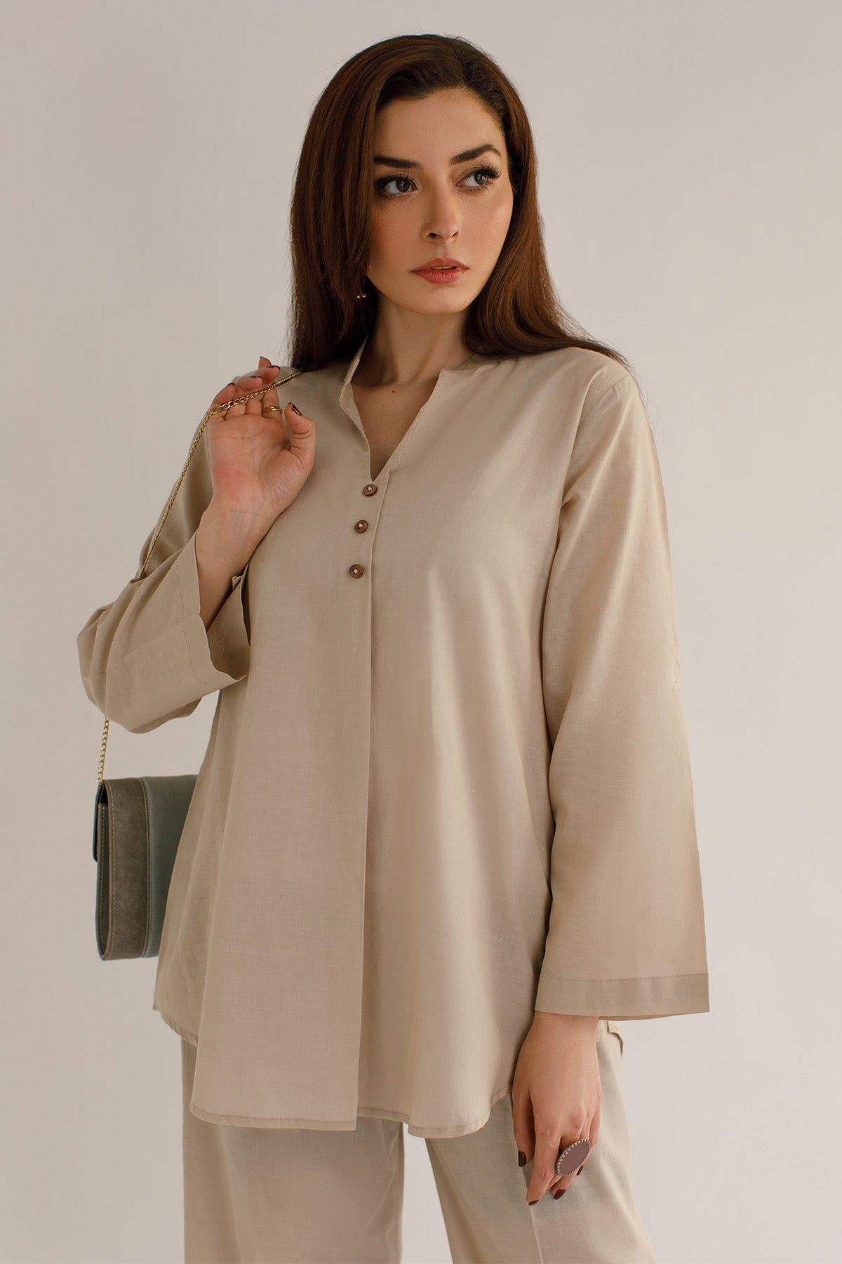 Pastel Beige Cambric Tunic - Peach Republic