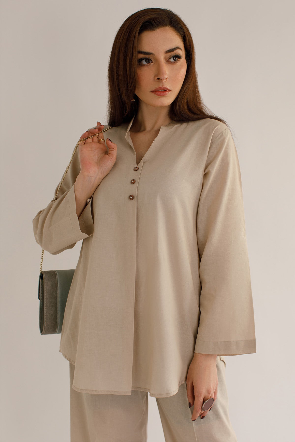 Pastel Beige Cambric Tunic - Peach Republic