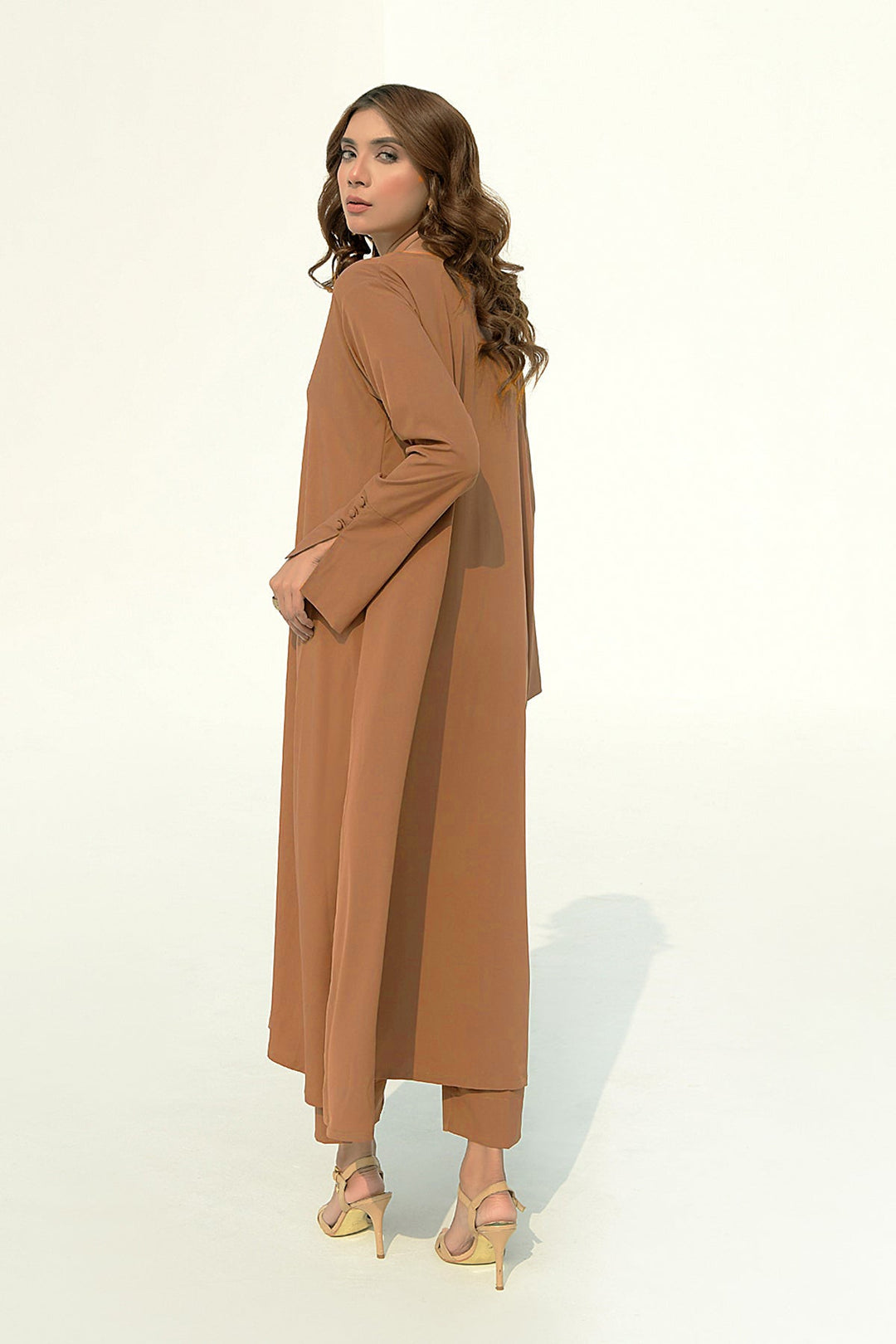 Pastel Brown A - line Dress - Peach Republic