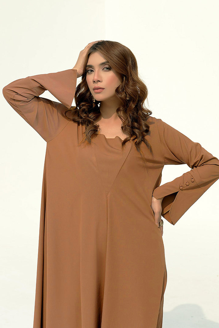 Pastel Brown A - line Dress - Peach Republic