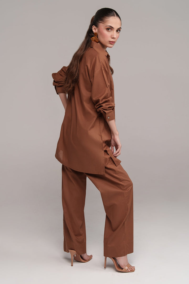 Pastel Brown Classic Co Ord Set - Peach Republic