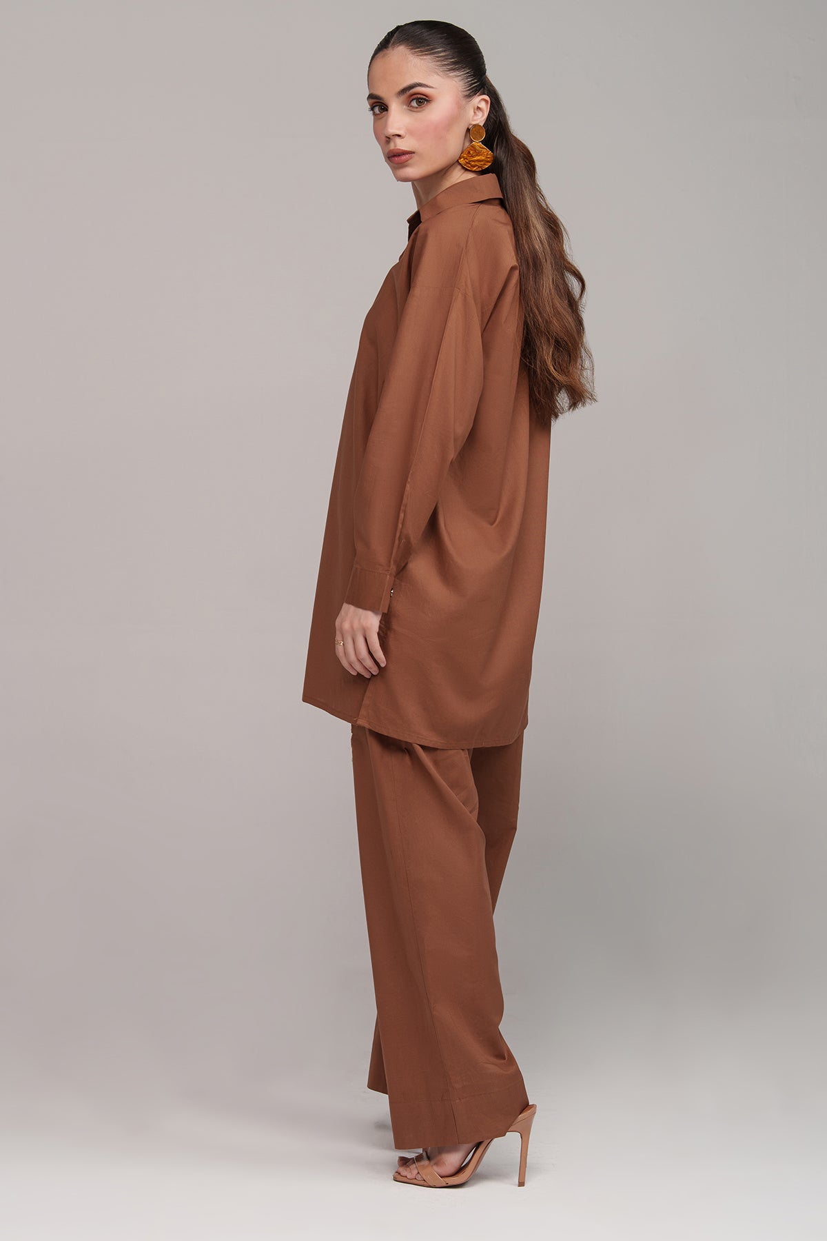 Pastel Brown Classic Co Ord Set - Peach Republic