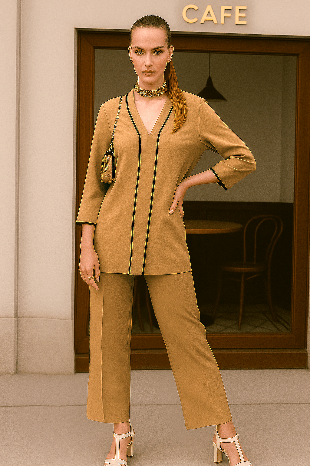 Pastel Brown Co Ord Set - 01 - Peach Republic