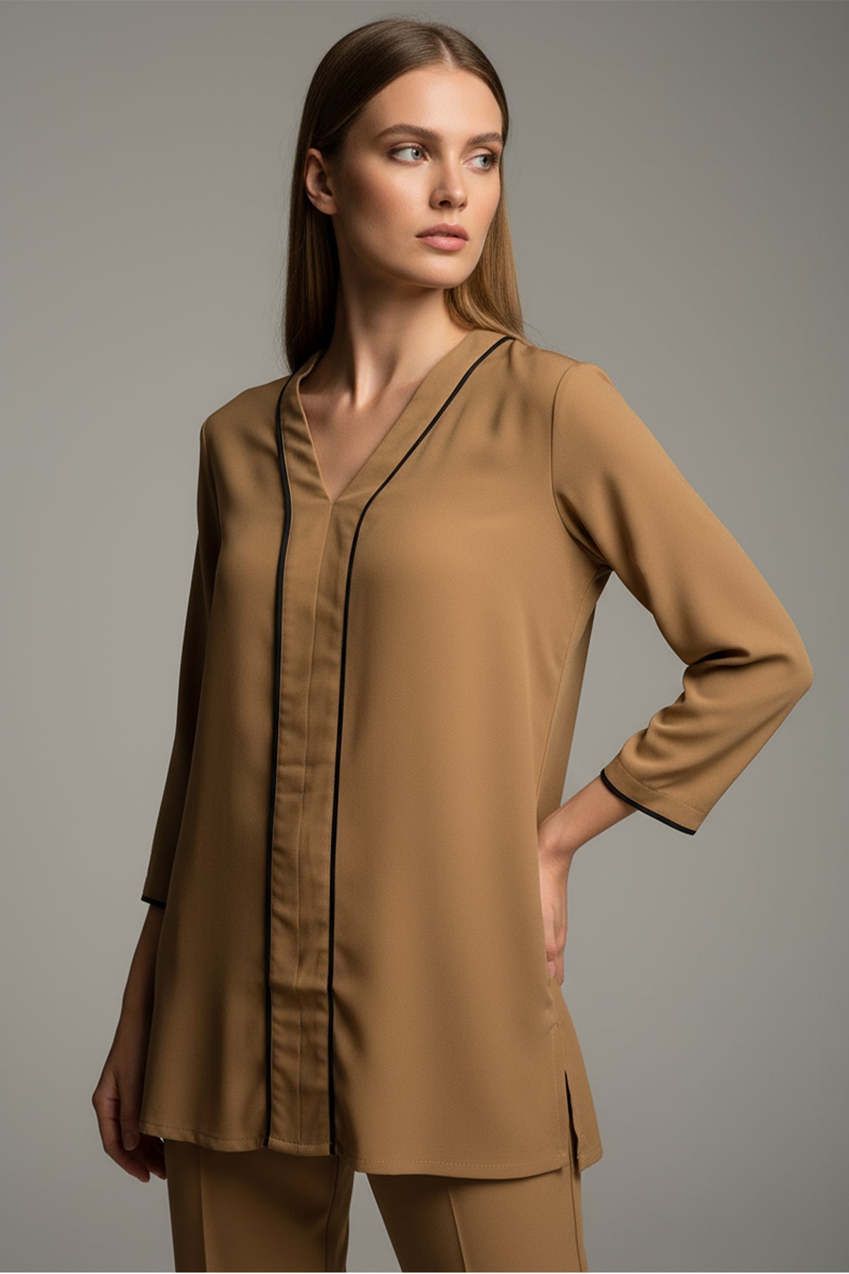 Pastel Brown Co Ord Set - 01 - Peach Republic