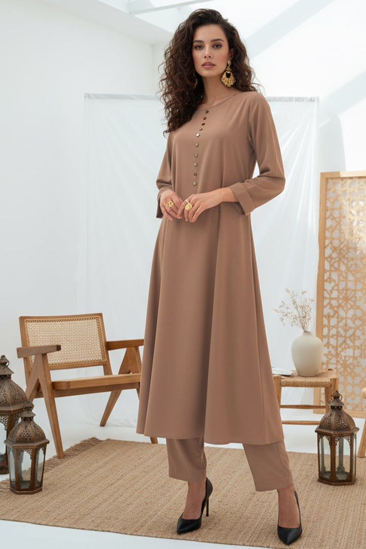Pastel Brown Dress - 01 - Peach Republic