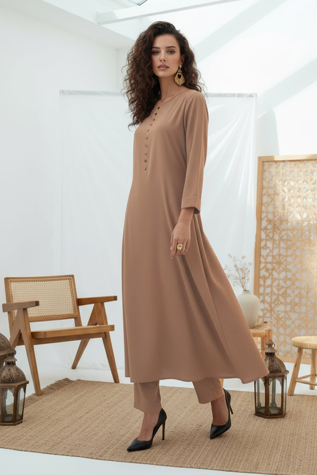 Pastel Brown Dress - 01 - Peach Republic