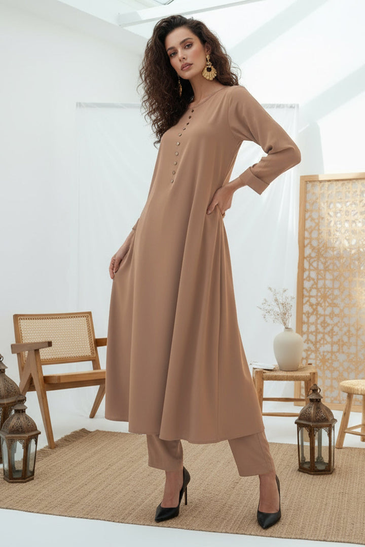 Pastel Brown Dress - 01 - Peach Republic