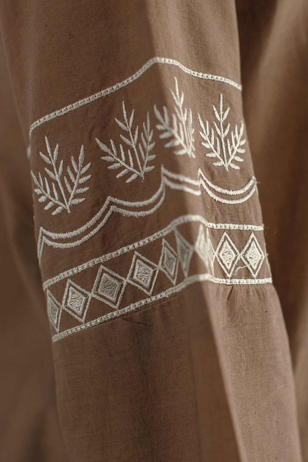 Pastel Brown Embroidered Co Ord Set - Peach Republic