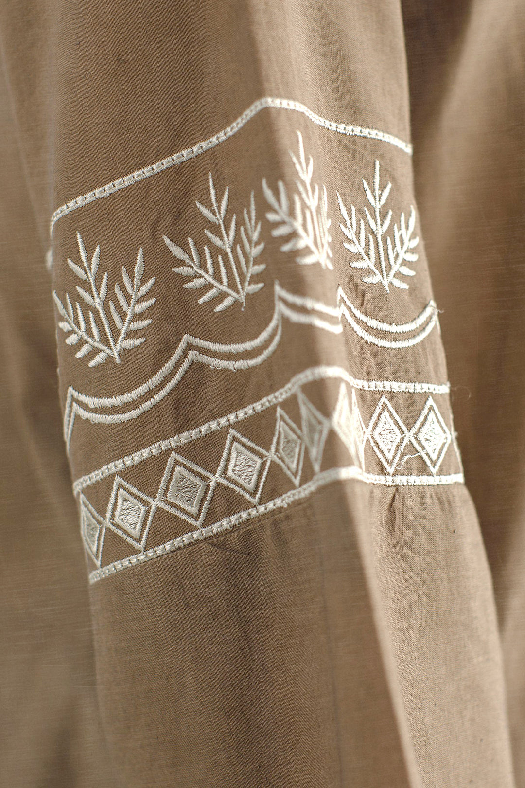 Pastel Brown Embroidered Co Ord Set