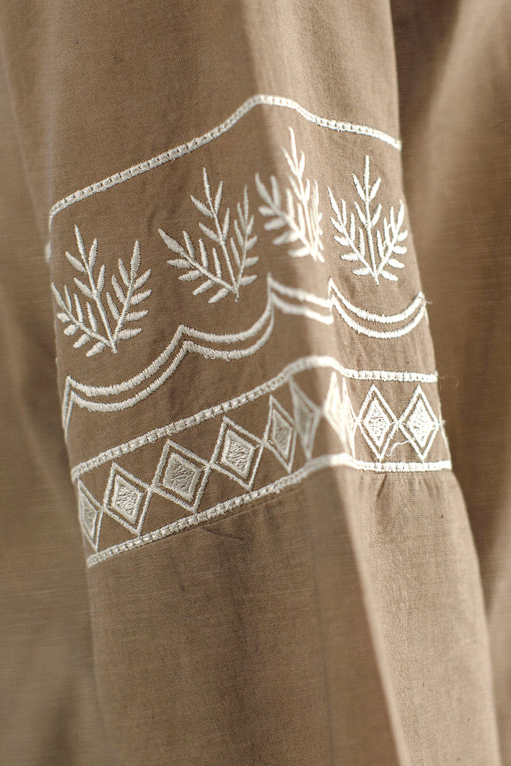 Pastel Brown Embroidered Co Ord Set