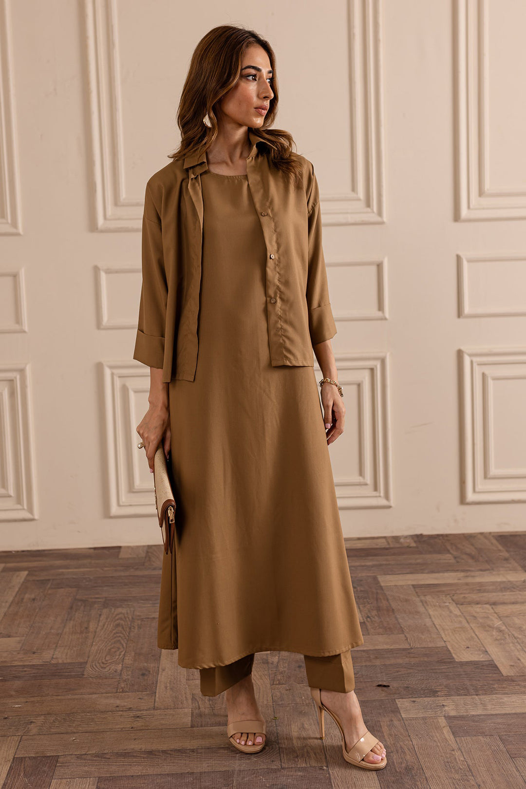 Pastel Brown Layered Dress