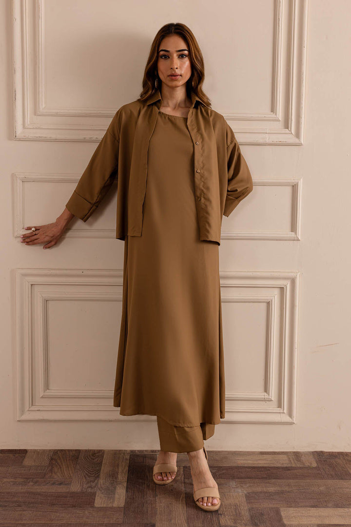 Pastel Brown Layered Dress