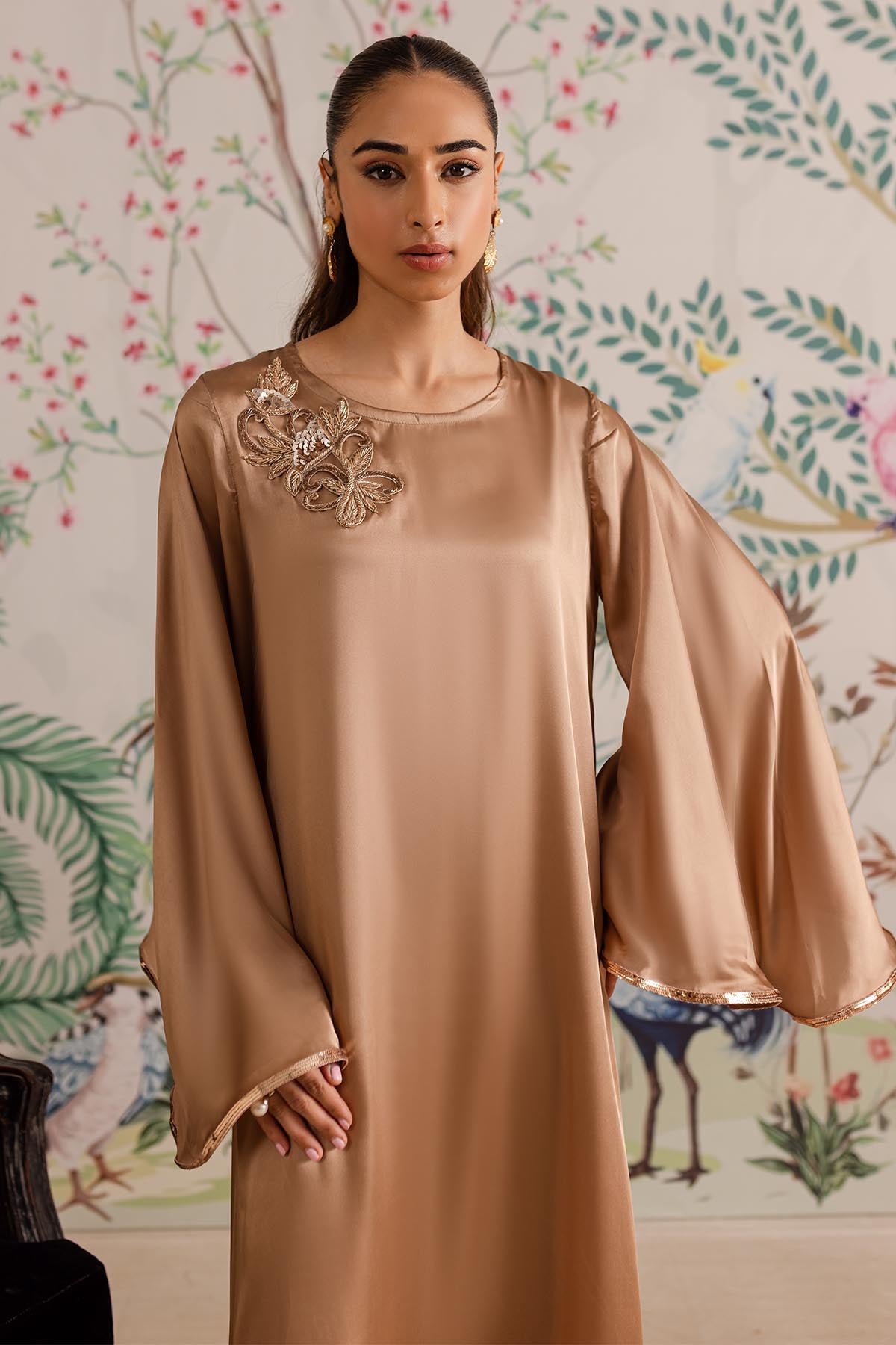 Pastel Brown Silk - Peach Republic