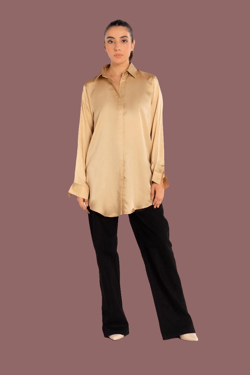 Pastel Silk Shirt - Peach Republic