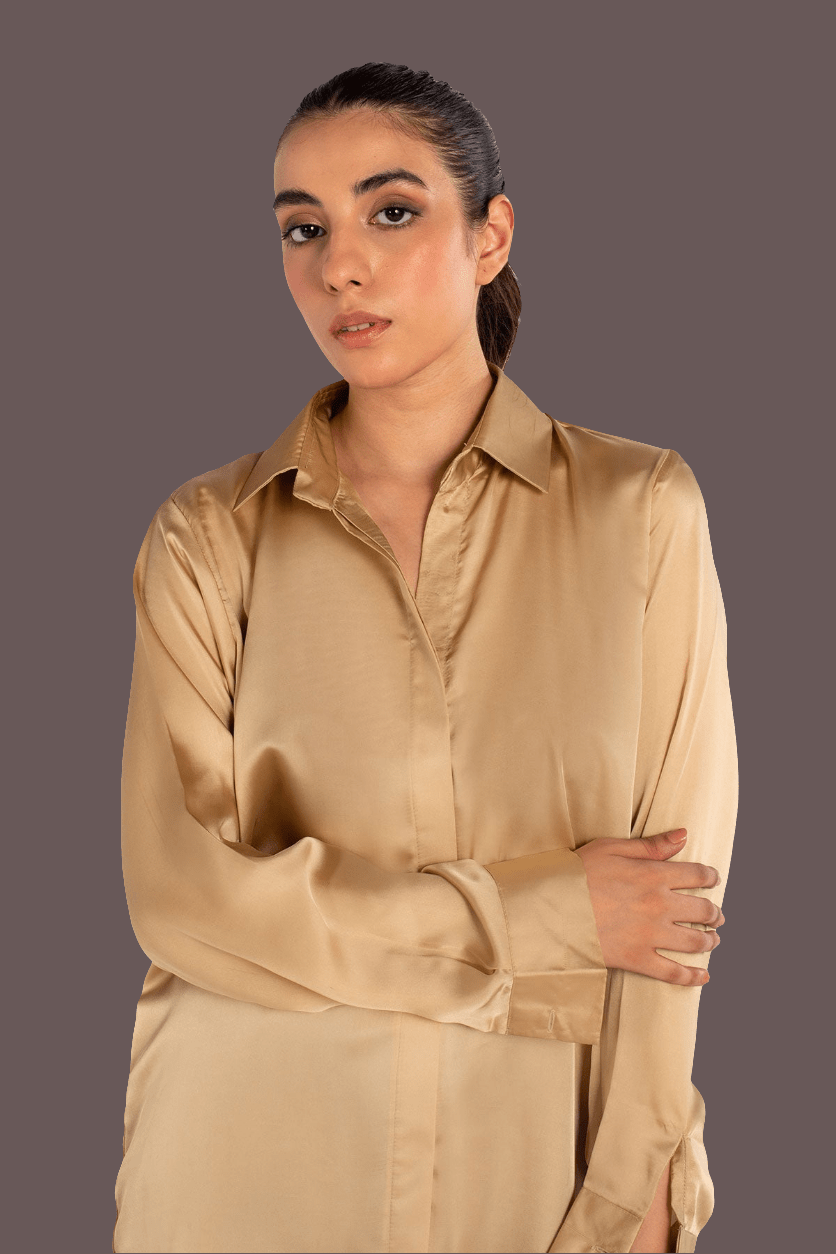 Pastel Silk Shirt - Peach Republic