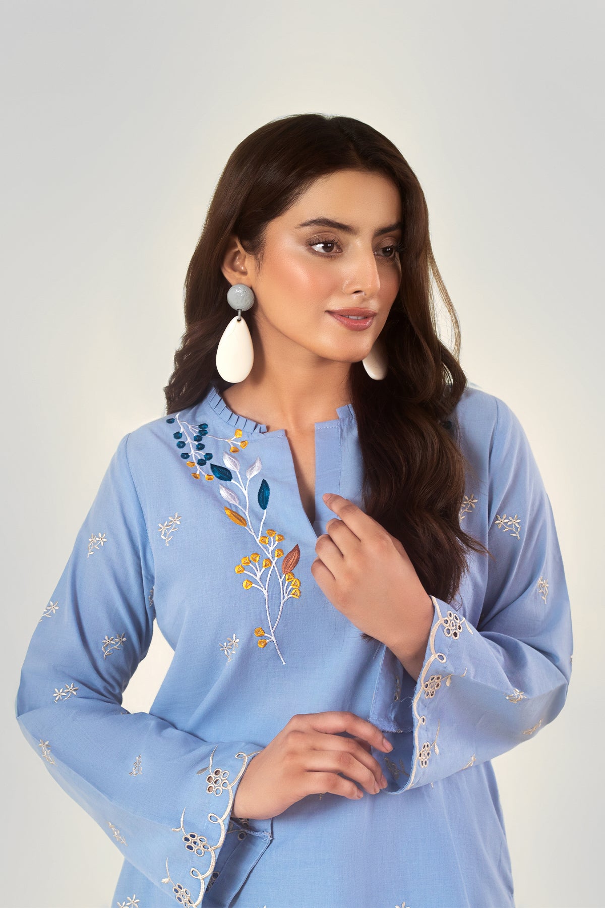 Sky Blue Embroidered Dress