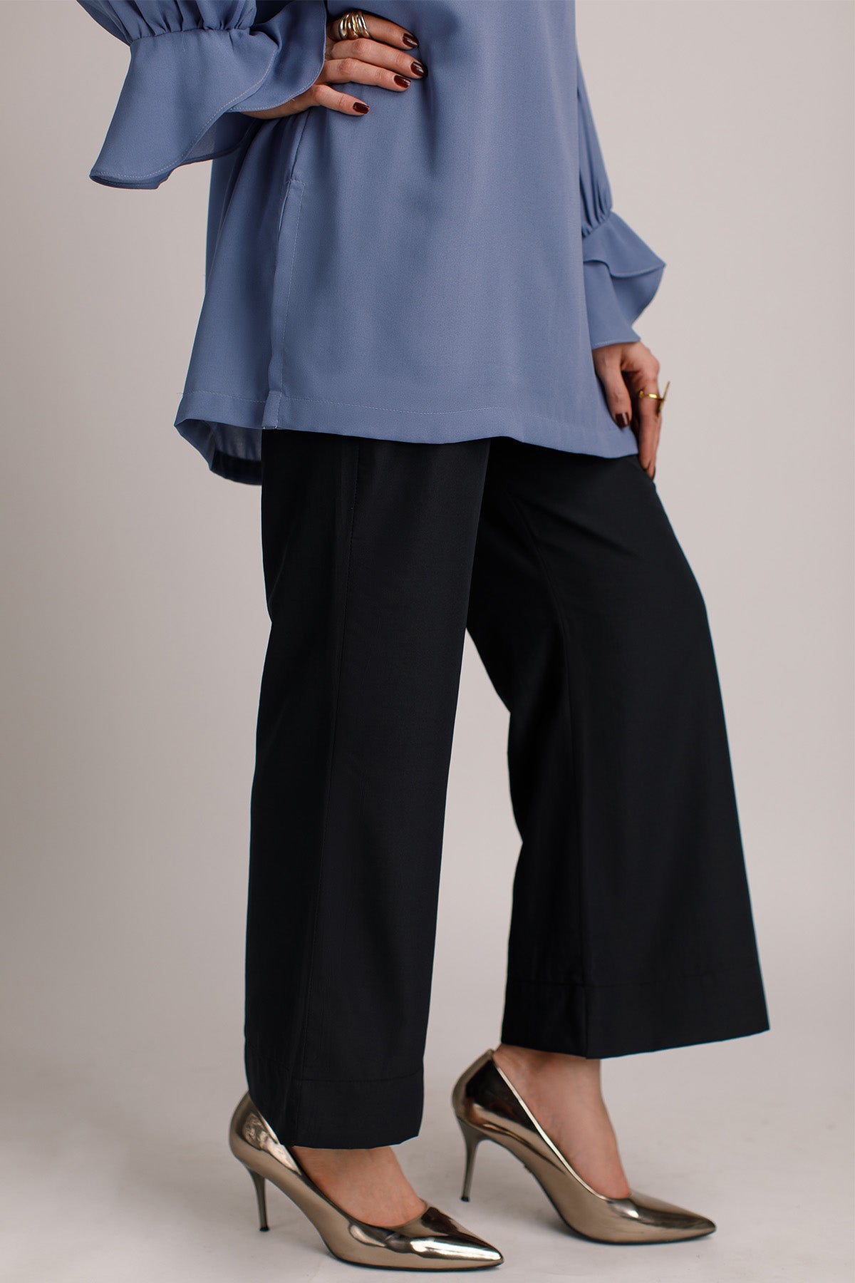 Plain Black Trouser - 01 - Peach Republic