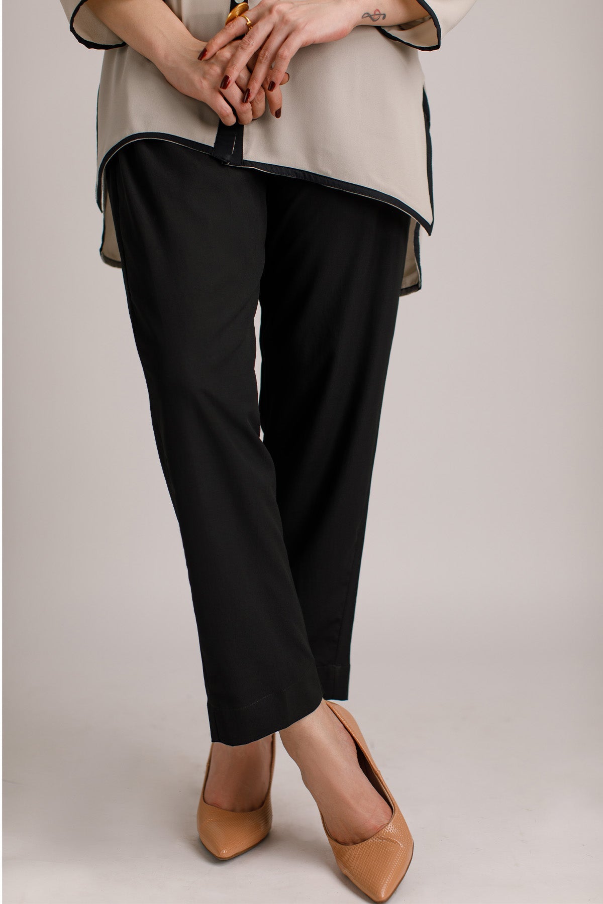Plain Black Trouser - Peach Republic