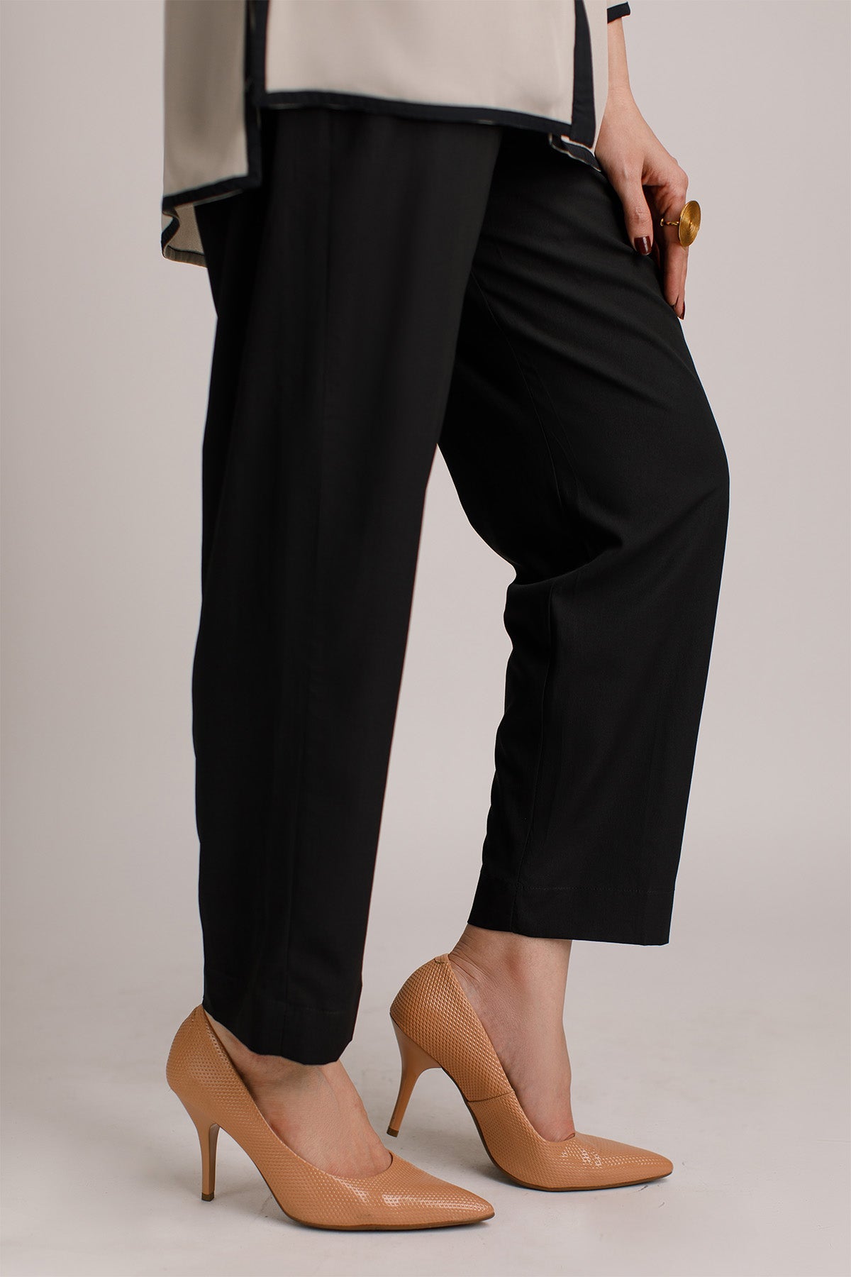 Plain Black Trouser - Peach Republic