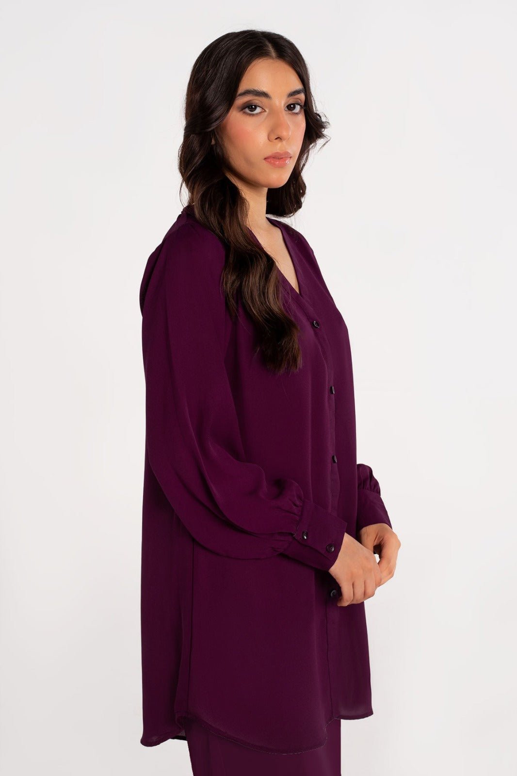 Plum Crepe Co Ord Set - 01 - Peach Republic