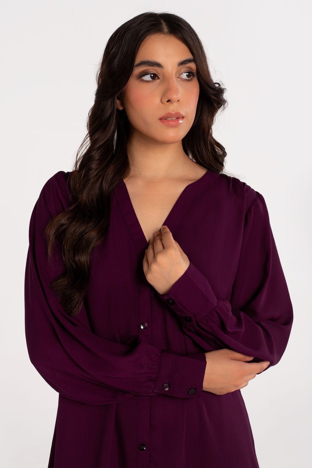 Plum Crepe Co Ord Set - 01 - Peach Republic