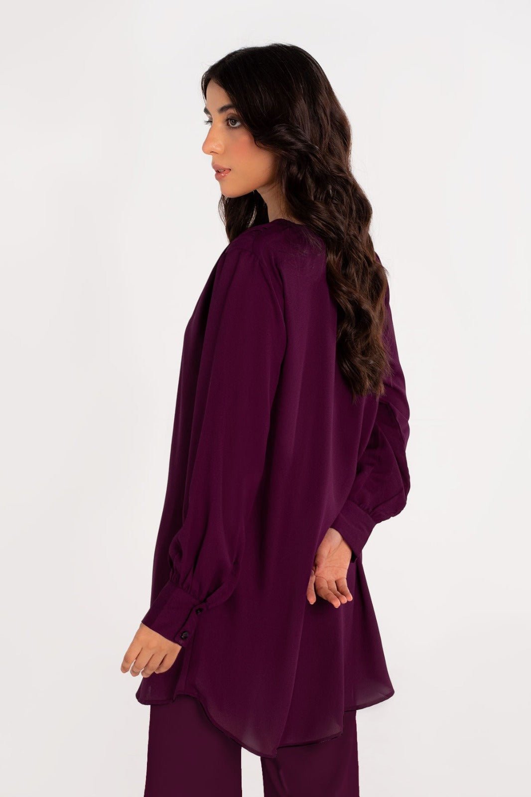 Plum Crepe Co Ord Set - 01 - Peach Republic