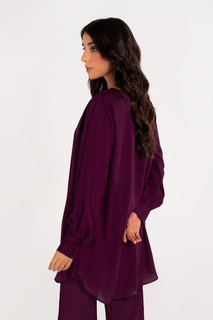 Plum Crepe Co Ord Set - 01 - Peach Republic