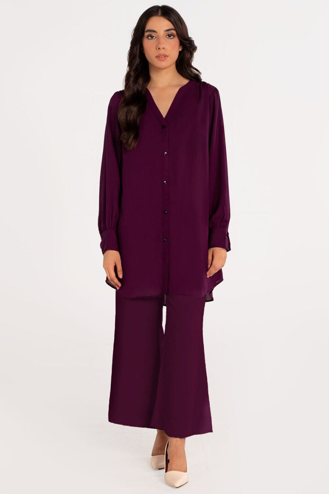 Plum Crepe Co Ord Set - 01