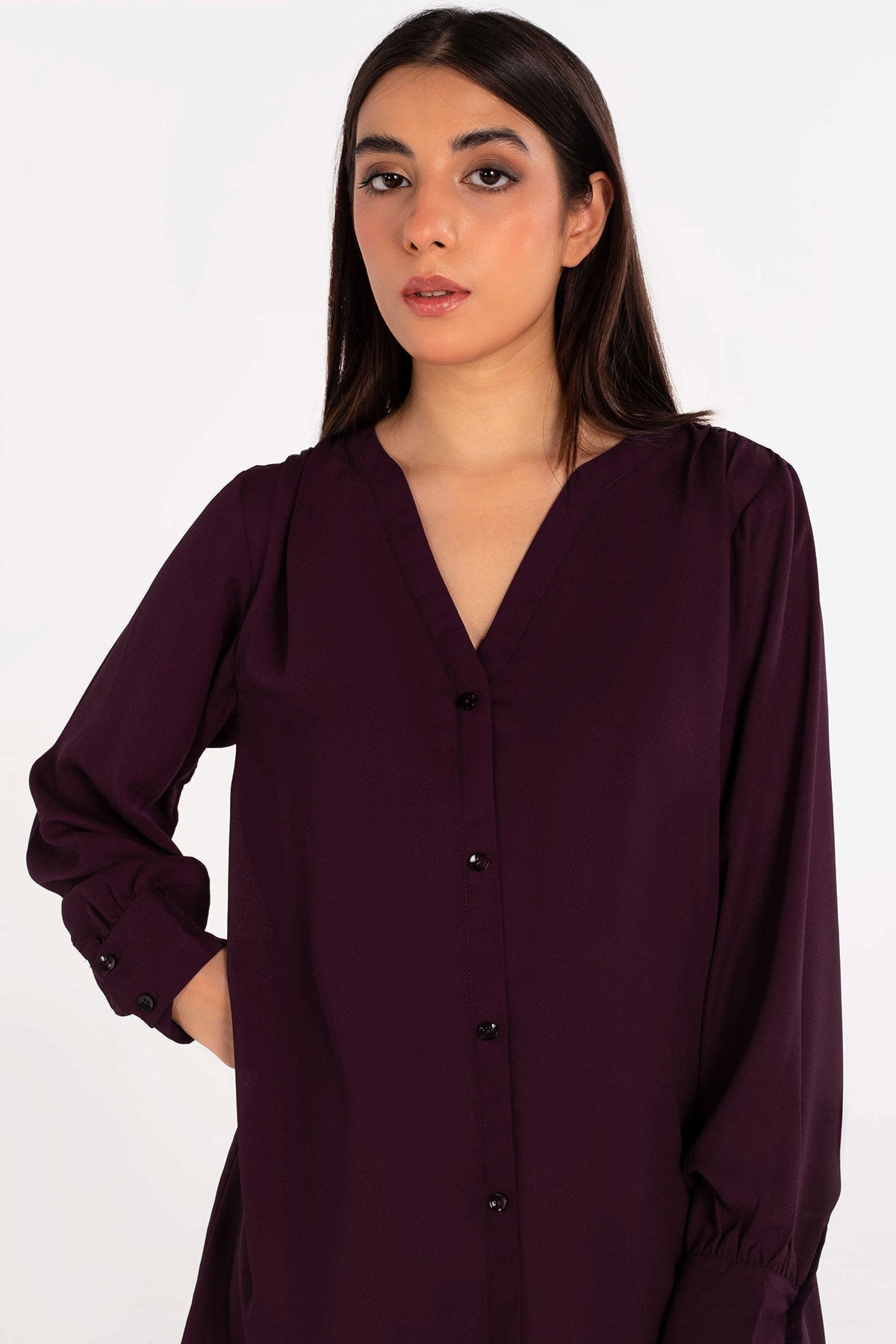 Plum Crepe Top - Peach Republic