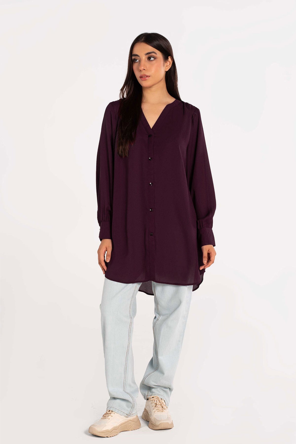 Plum Crepe Top - Peach Republic